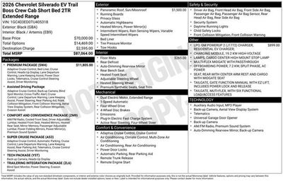 2026 Chevrolet Silverado EV Trail Boss - Extended Range