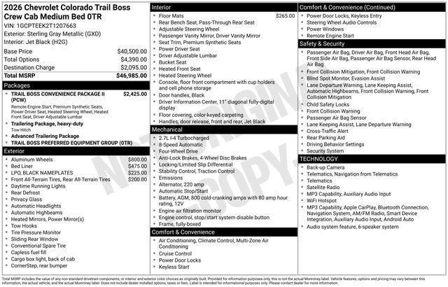 2026 Chevrolet Colorado Trail Boss