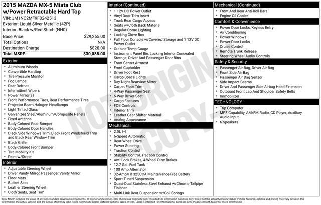2015 Mazda Mazda MX-5 Miata Club